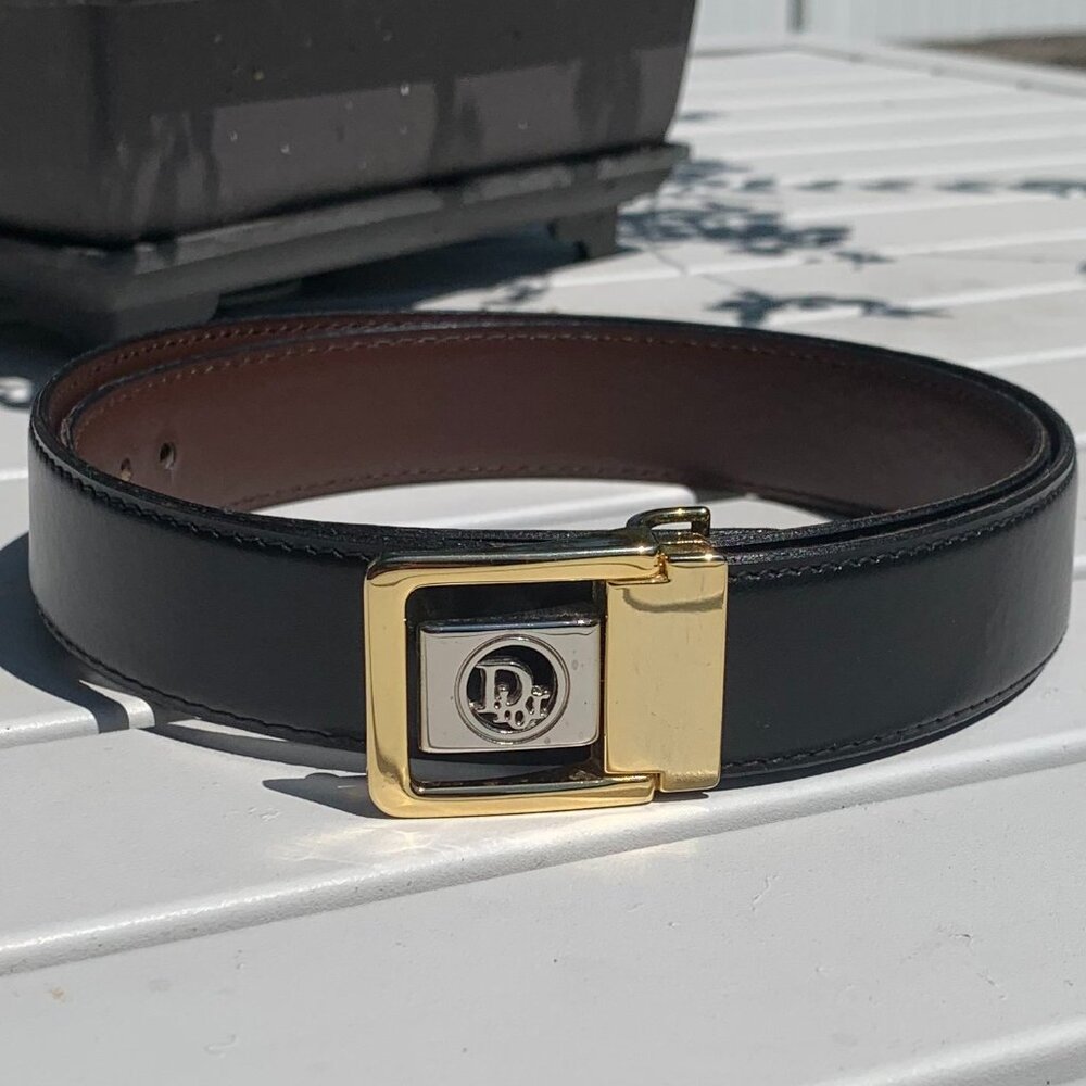 Vtg Dior Reversible Two Tone Belt